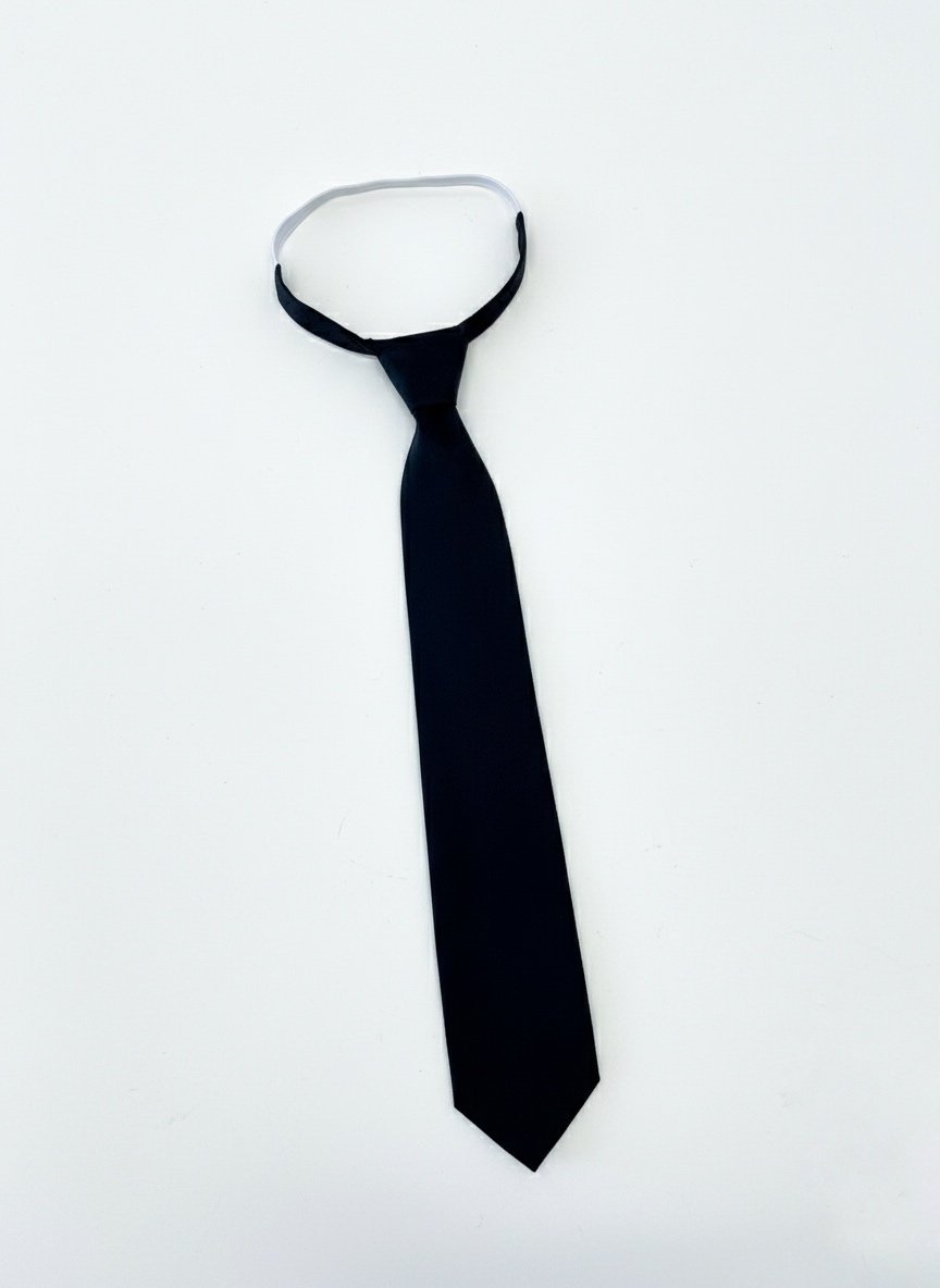 Corbata negra con nudo pre-hecho y cierre de velcro