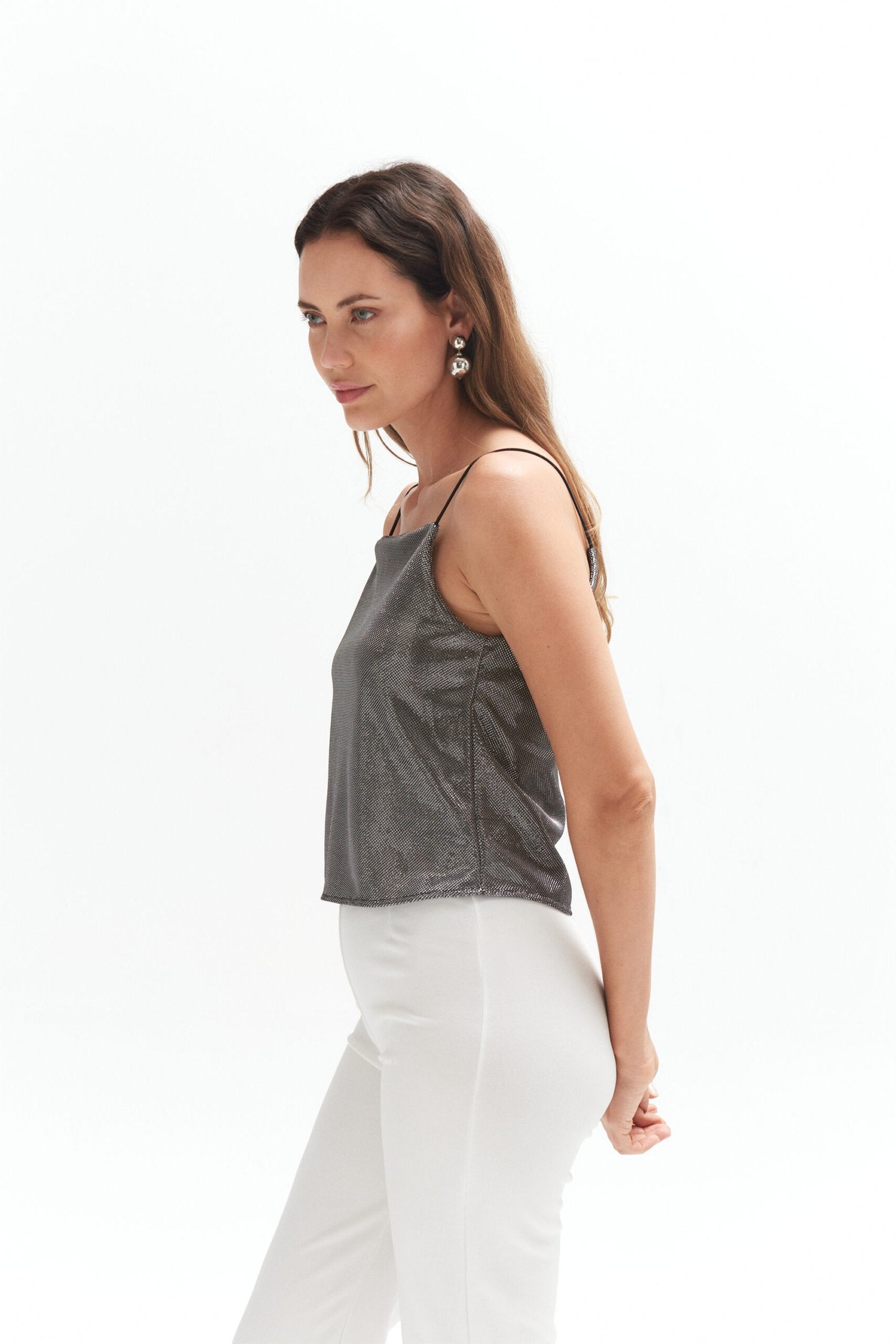 Musculosa gris de algodón con tirantes finos